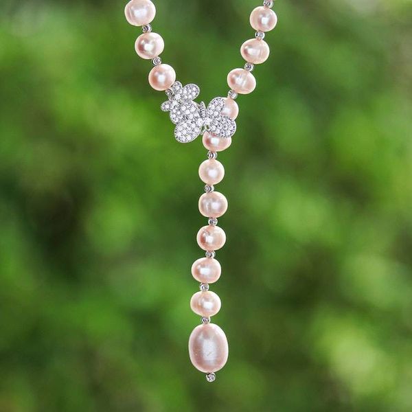 Alternate image for Cultured Pearl Butterfly Y-Necklace from Thailand Beautiful Butterfly
