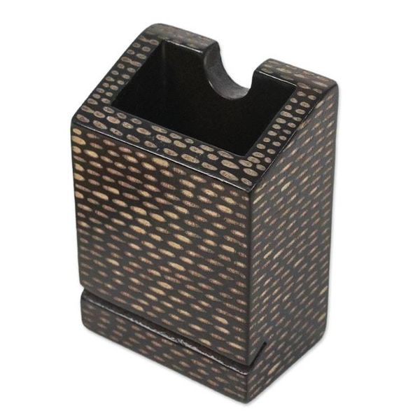 Alternate image for Handmade Raintree Wood Business Card Holder from Thailand Lanna Mood
