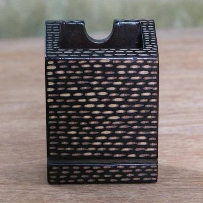 Alternate image for Handmade Raintree Wood Business Card Holder from Thailand Lanna Mood