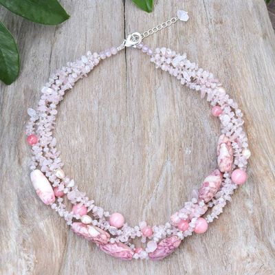 Primary image for Pink Multi-Gemstone Waterfall Necklace Handmade in Thailand Pink Glam