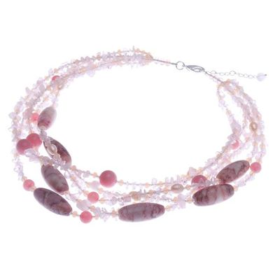 Alternate image for Pink Multi-Gemstone Waterfall Necklace Handmade in Thailand Pink Glam