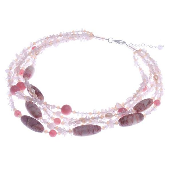 Alternate image for Pink Multi-Gemstone Waterfall Necklace Handmade in Thailand Pink Glam