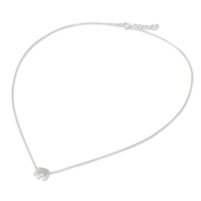 Alternate image for Brushed Sterling Silver and CZ Elephant Pendant Necklace Elephants Forever
