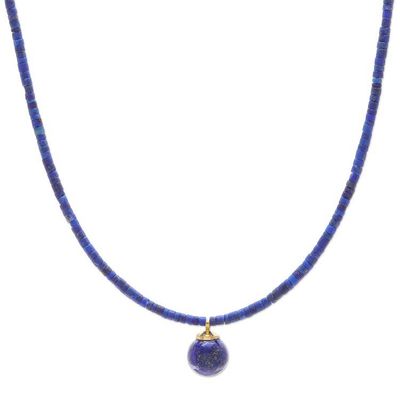 Alternate image for Hand Made Gold Plated Lapis Lazuli Pendant Necklace Before Dawn in Blue