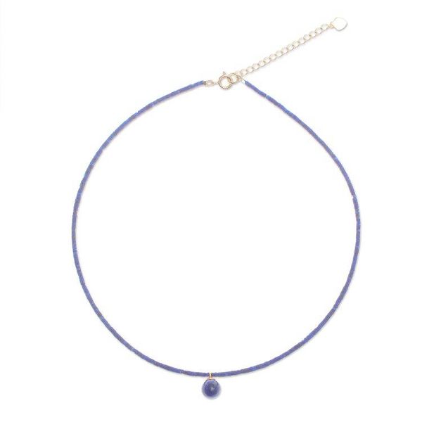 Alternate image for Hand Made Gold Plated Lapis Lazuli Pendant Necklace Before Dawn in Blue