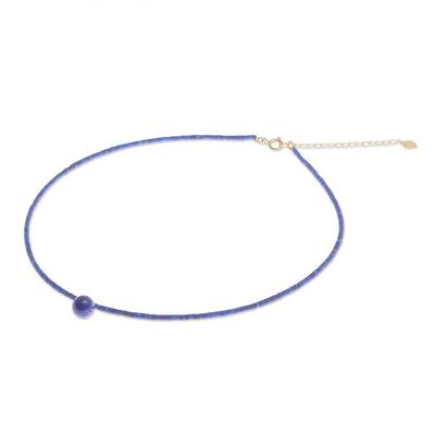 Alternate image for Hand Made Gold Plated Lapis Lazuli Pendant Necklace Before Dawn in Blue