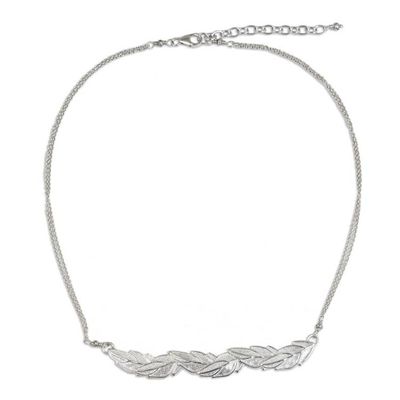 Alternate image for Frosted Sterling Silver Leaf Necklace from Thailand Leaves in Frost