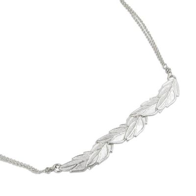 Alternate image for Frosted Sterling Silver Leaf Necklace from Thailand Leaves in Frost