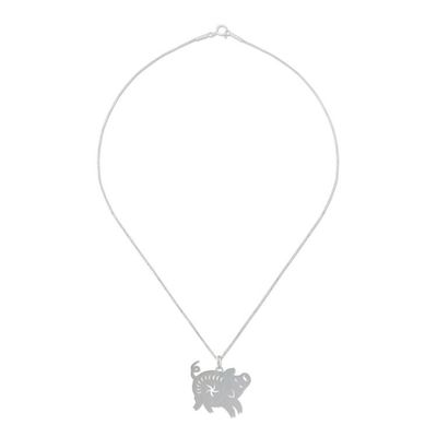 Alternate image for Thai Sterling Silver Pendant Necklace with Pig Theme Chinese Zodiac Pig