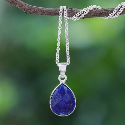 Primary image for Lapis Lazuli and Sterling Silver Pendant Necklace Winter Midnight