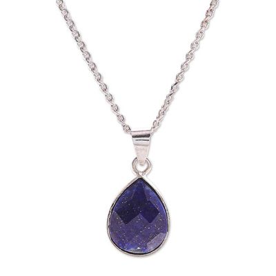 Alternate image for Lapis Lazuli and Sterling Silver Pendant Necklace Winter Midnight