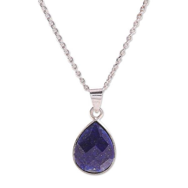 Alternate image for Lapis Lazuli and Sterling Silver Pendant Necklace Winter Midnight