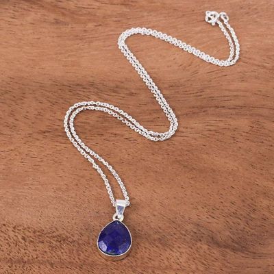 Alternate image for Lapis Lazuli and Sterling Silver Pendant Necklace Winter Midnight