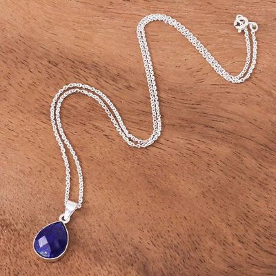 Alternate image for Lapis Lazuli and Sterling Silver Pendant Necklace Winter Midnight