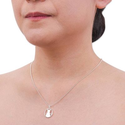 Alternate image for High-Polished Cat and Moon-Themed Sterling Silver Necklace Moony Cat