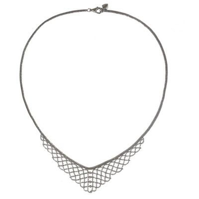 Alternate image for Sterling Silver Mesh Style Collar Necklace from Thailand Vintage Mesh