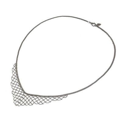 Alternate image for Sterling Silver Mesh Style Collar Necklace from Thailand Vintage Mesh