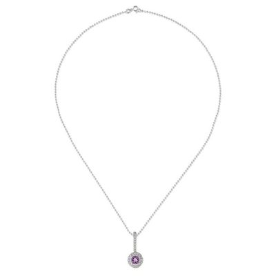 Alternate image for Hand Crafted Amethyst Cubic Zirconia 925 Silver Necklace Charming Violet