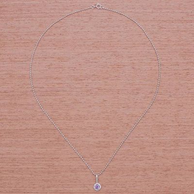 Alternate image for Hand Crafted Amethyst Cubic Zirconia 925 Silver Necklace Charming Violet