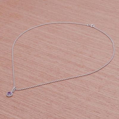 Alternate image for Hand Crafted Amethyst Cubic Zirconia 925 Silver Necklace Charming Violet