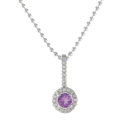 Alternate image for Hand Crafted Amethyst Cubic Zirconia 925 Silver Necklace Charming Violet