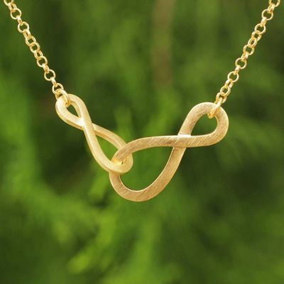 Main image for Brushed Gold Vermeil Necklace with Infinity Symbols Into Infinity