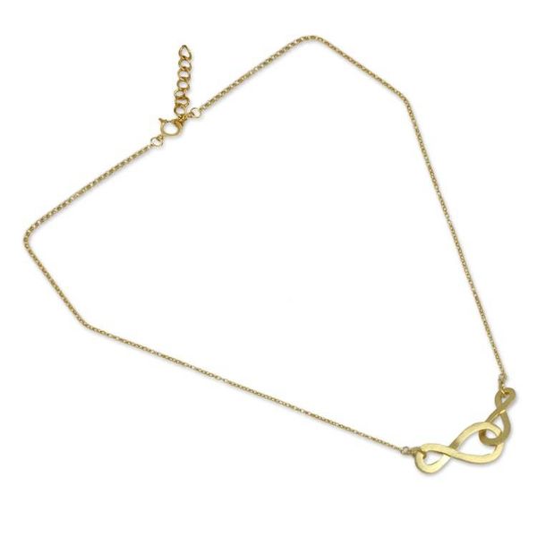 Alternate image for Brushed Gold Vermeil Necklace with Infinity Symbols Into Infinity