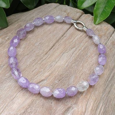 Alternate image for Bohemian Amethyst and Hematite Beaded Necklace from Thailand Wise Thoughts