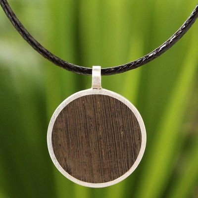 Alternate image for Mens Wood Pendant Necklace Moon Hero