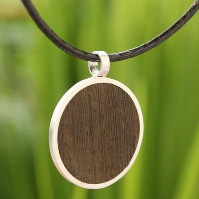Alternate image for Mens Wood Pendant Necklace Moon Hero