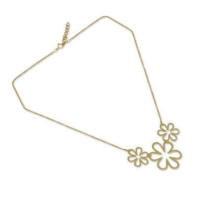 Alternate image for Gold Vermeil Artisan Crafted Necklace Thai Floral Jewelry Flower Power
