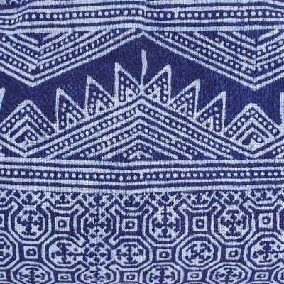 Alternate image for Block-Printed Leather and Cotton Batik Handbag Modern Hmong