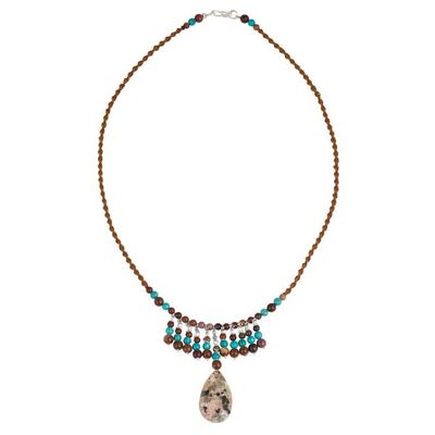 Alternate image for Hand Crafted Jasper and Calcite Pendant Necklace Sweet Rain