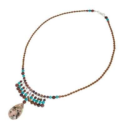 Alternate image for Hand Crafted Jasper and Calcite Pendant Necklace Sweet Rain