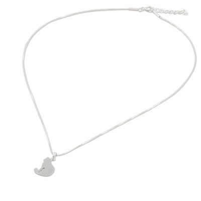 Alternate image for Artisan Crafted Silver Cat Necklace with Brushed Finish Cats Shadow