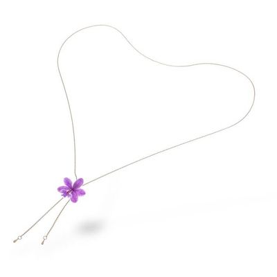 Alternate image for Thai-Made Purple Bloom Lariat Necklace with 22k Gold Plating Luxurious Purple