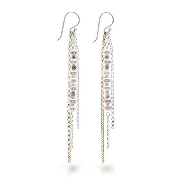 Alternate image for 24k Gold-Accented Silver Cultured Pearl Waterfall Earrings Chic Glow