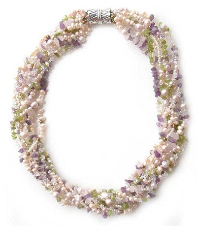 Alternate image for Pearl and Amethyst Torsade Necklace from Thailand Pastel Petals