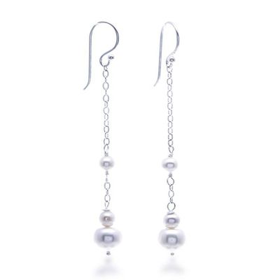 Alternate image for Timeless Cultured Pearl Sterling Silver Dangle Earrings Luminous Sophistication