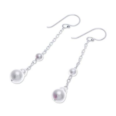 Alternate image for Timeless Cultured Pearl Sterling Silver Dangle Earrings Luminous Sophistication