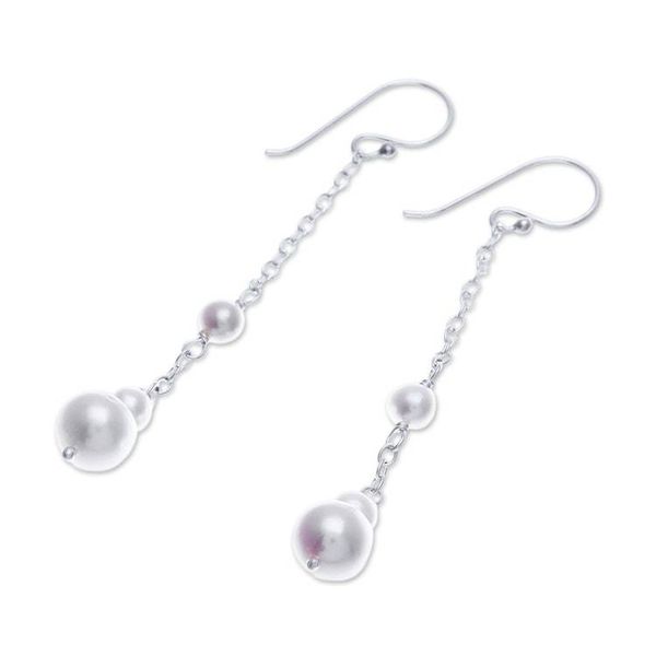 Alternate image for Timeless Cultured Pearl Sterling Silver Dangle Earrings Luminous Sophistication