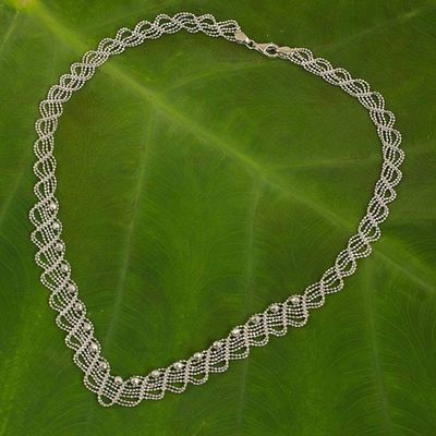 Primary image for Lacy Collar Necklace Handcrafted of Sterling Silver Lace Garland