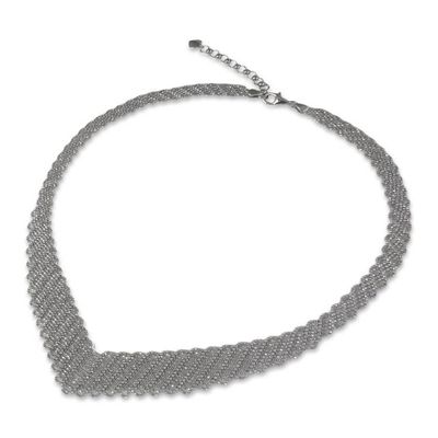 Alternate image for Woven Net Style Sterling Silver 925 Collar Necklace Precious Weave