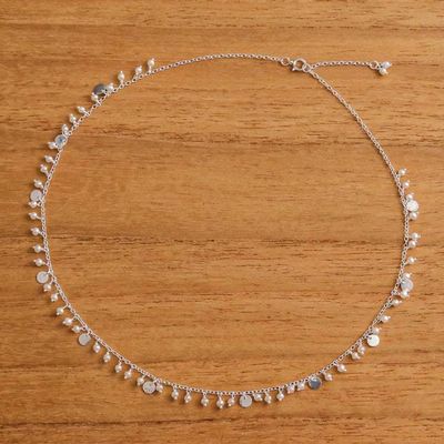 Alternate image for Cultured Pearl Sterling Silver Charm Necklace from Thailand Bright Morning Dew