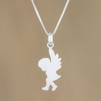 Alternate image for Sterling Silver Angel Cherub Pendant Necklace from Thailand Angelic Cherub