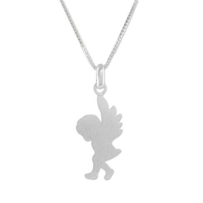 Alternate image for Sterling Silver Angel Cherub Pendant Necklace from Thailand Angelic Cherub