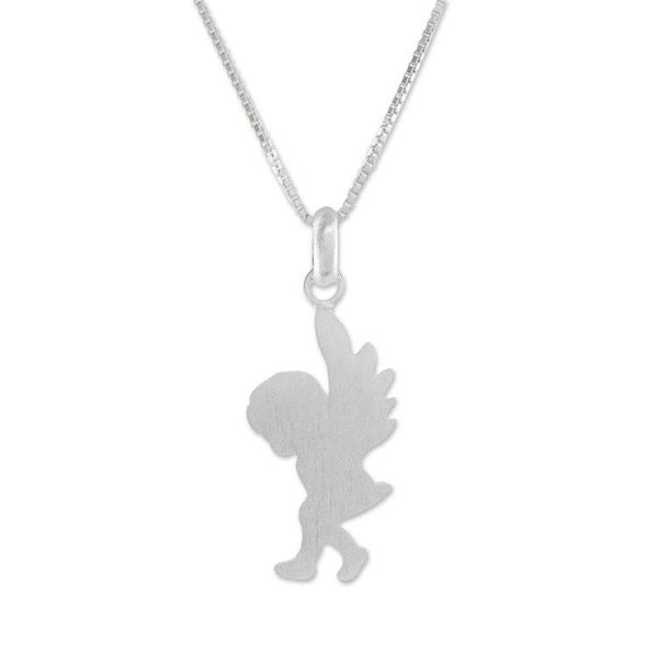 Alternate image for Sterling Silver Angel Cherub Pendant Necklace from Thailand Angelic Cherub