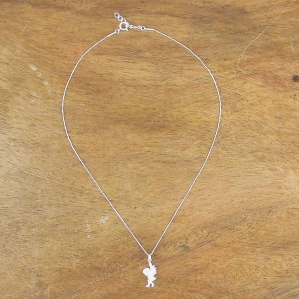 Alternate image for Sterling Silver Angel Cherub Pendant Necklace from Thailand Angelic Cherub