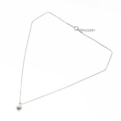Alternate image for Heart Shaped Pendant Necklace with Three Garnets Hearts Treasure