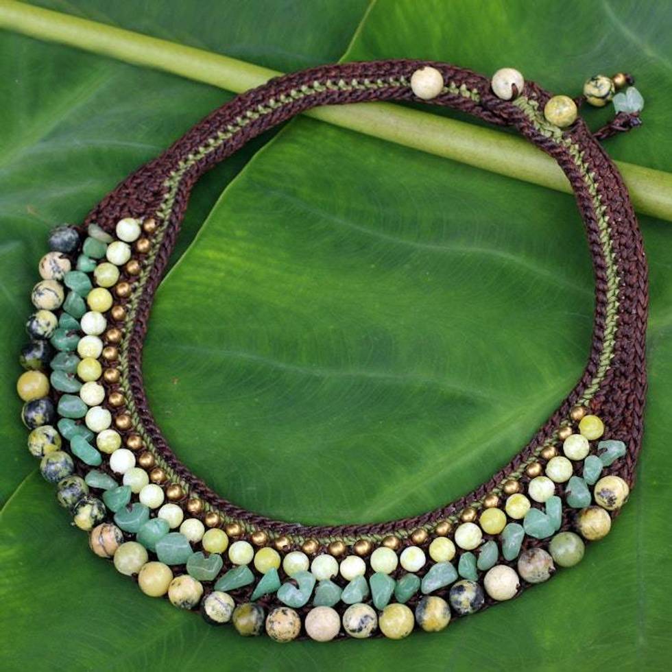 Thai Hand Crocheted Jasper and Serpentine Choker 'Tribal Beauty'